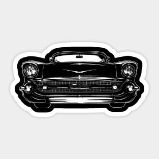 White Tri Five Chevy Sketch Art Sticker